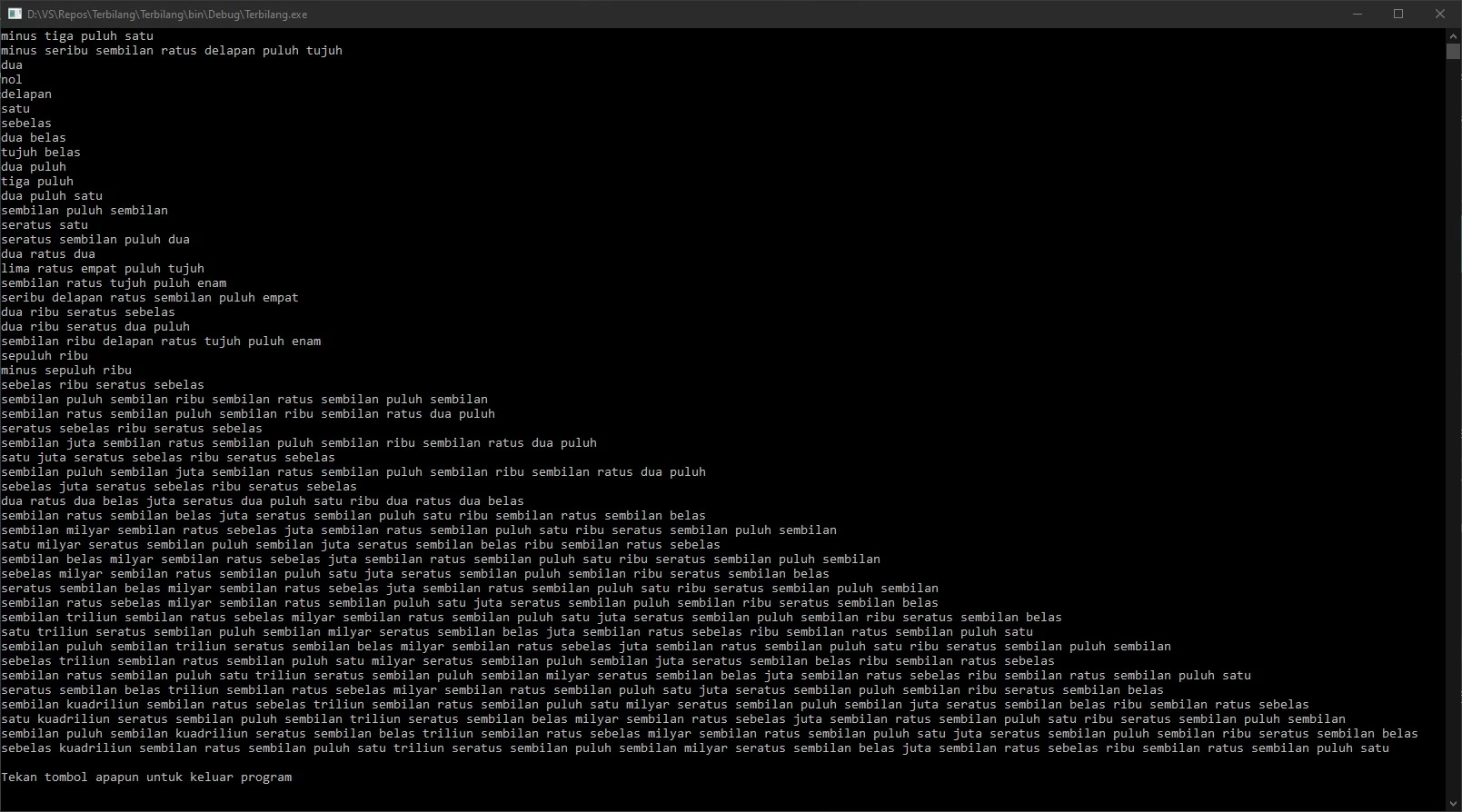 Console Output