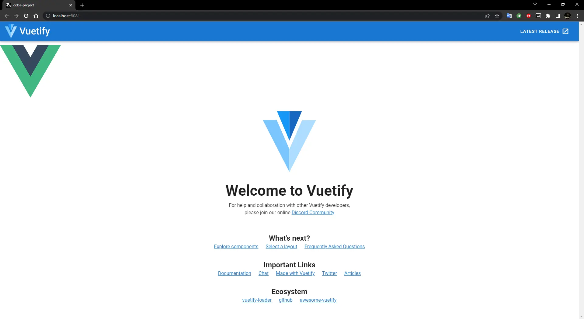 Default landing page